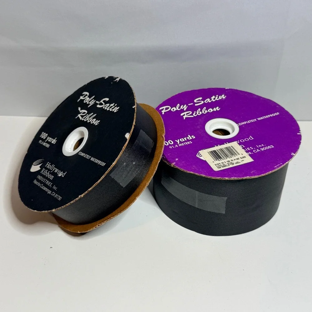 Hollywood Ribbon Black Poly-Satin Waterproof Ribbon 2.75